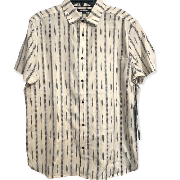 Karl Lagerfeld Aztec Snap down Short sleeve collar shirt - Picture 2 of 6